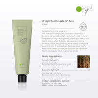 O'RIGHT TOOTHPASTE N° ZERO 40ML (incl. Anco Tube Squeezer)