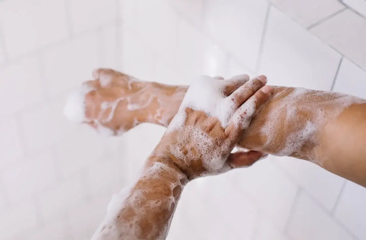 person showering bubbles