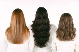 3 different brown hair next to each other back view