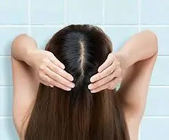 Top view of ladies healthy hair and scalp