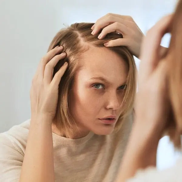 lady looking at herself in the mirror